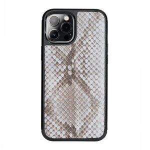 Handmade iPhone 12 Pro Max Cover - Authentic Python - Soft Sky